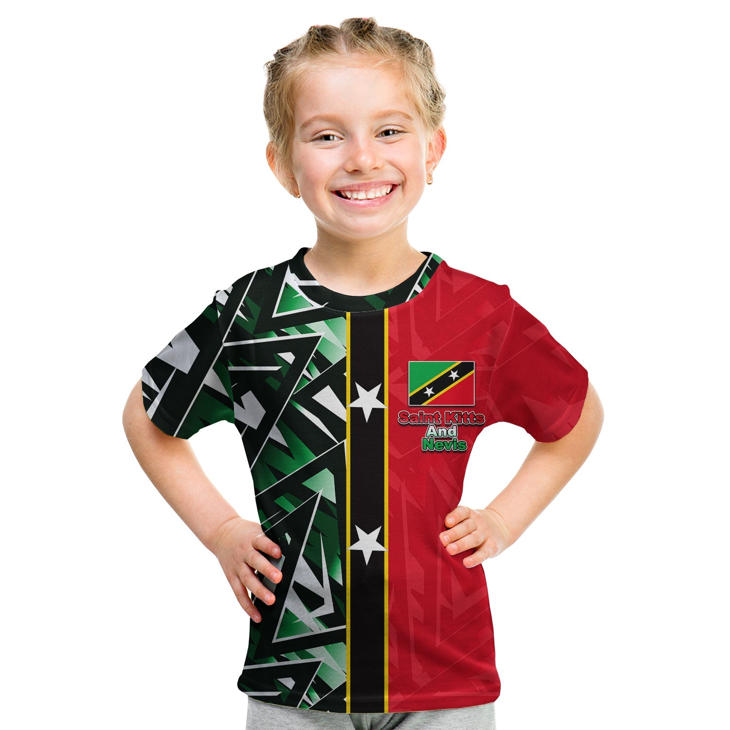 custom-personalised-saint-kitts-and-nevis-t-shirt-kid-sport-style