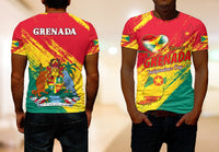 Red, green, yellow Grenada Independence Day T-shirt with front and back prints