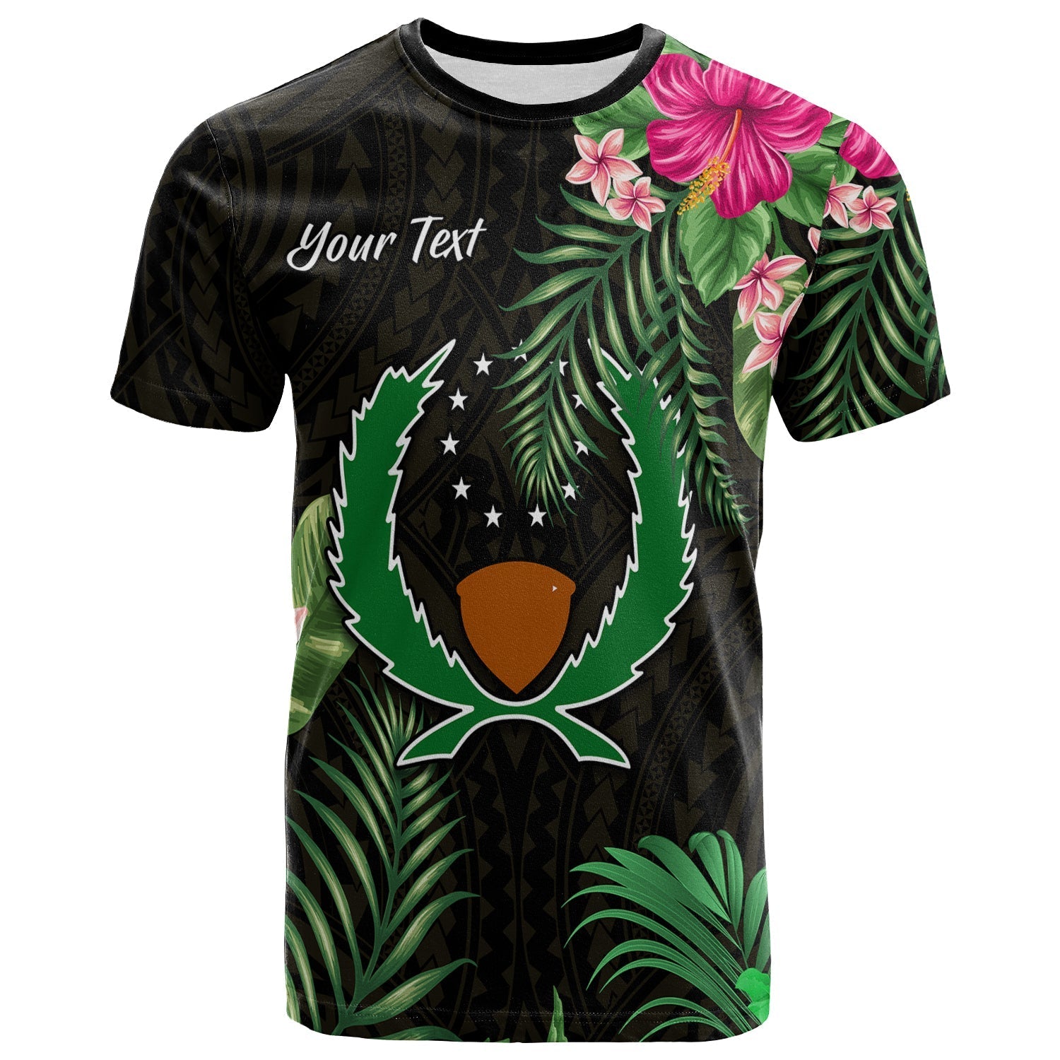 Custom Pohnpei Micronesia Gold T Shirt Tropical Flowers LT13 - Wonder Print Shop