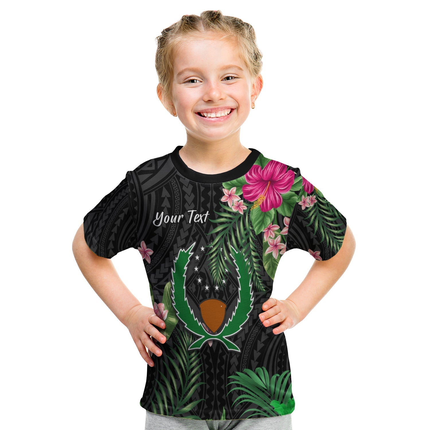 Custom Pohnpei Micronesia T Shirt KID Tropical Flowers LT13 - Wonder Print Shop