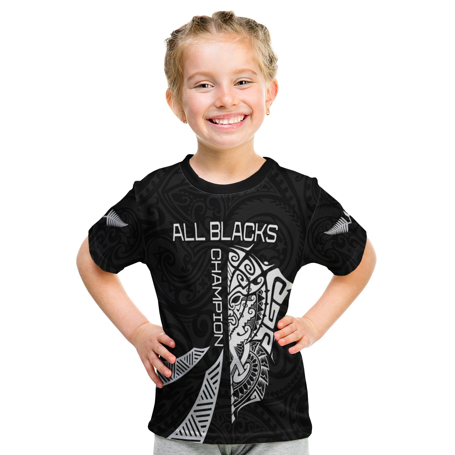 New Zealand Rugby T shirt KID Haka All Black mix Ta Moko LT13 - Wonder Print Shop