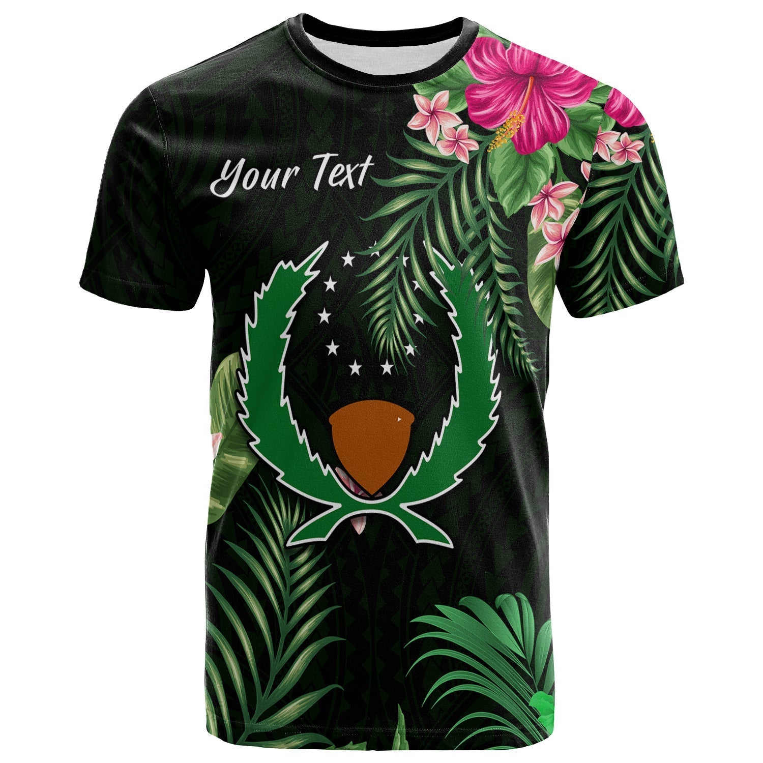 Custom Pohnpei Micronesia Green T Shirt Tropical Flowers LT13 - Wonder Print Shop