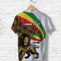 Multicolor Ethiopia T-shirt back print YOUR TEXT with lion and tricolor stripes