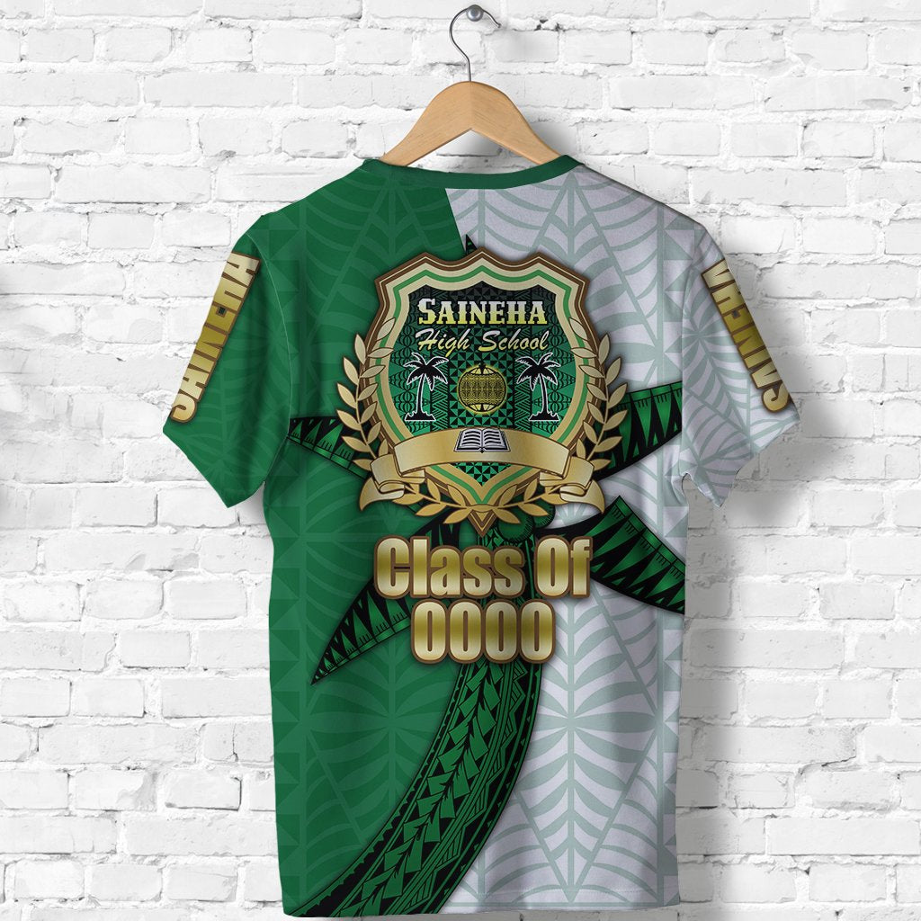 Green and light-gray t-shirt back print Class Of 0000 with school crest