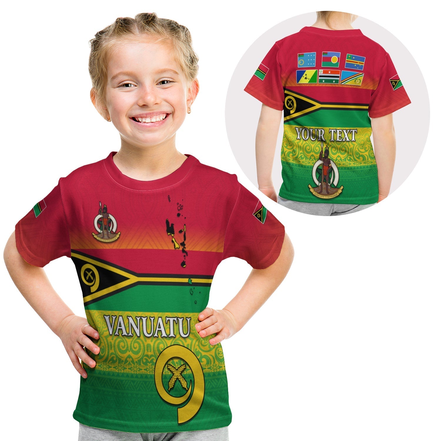 Custom Vanuatu Color T Shirt KID Six Provinces and Map LT13 - Wonder Print Shop