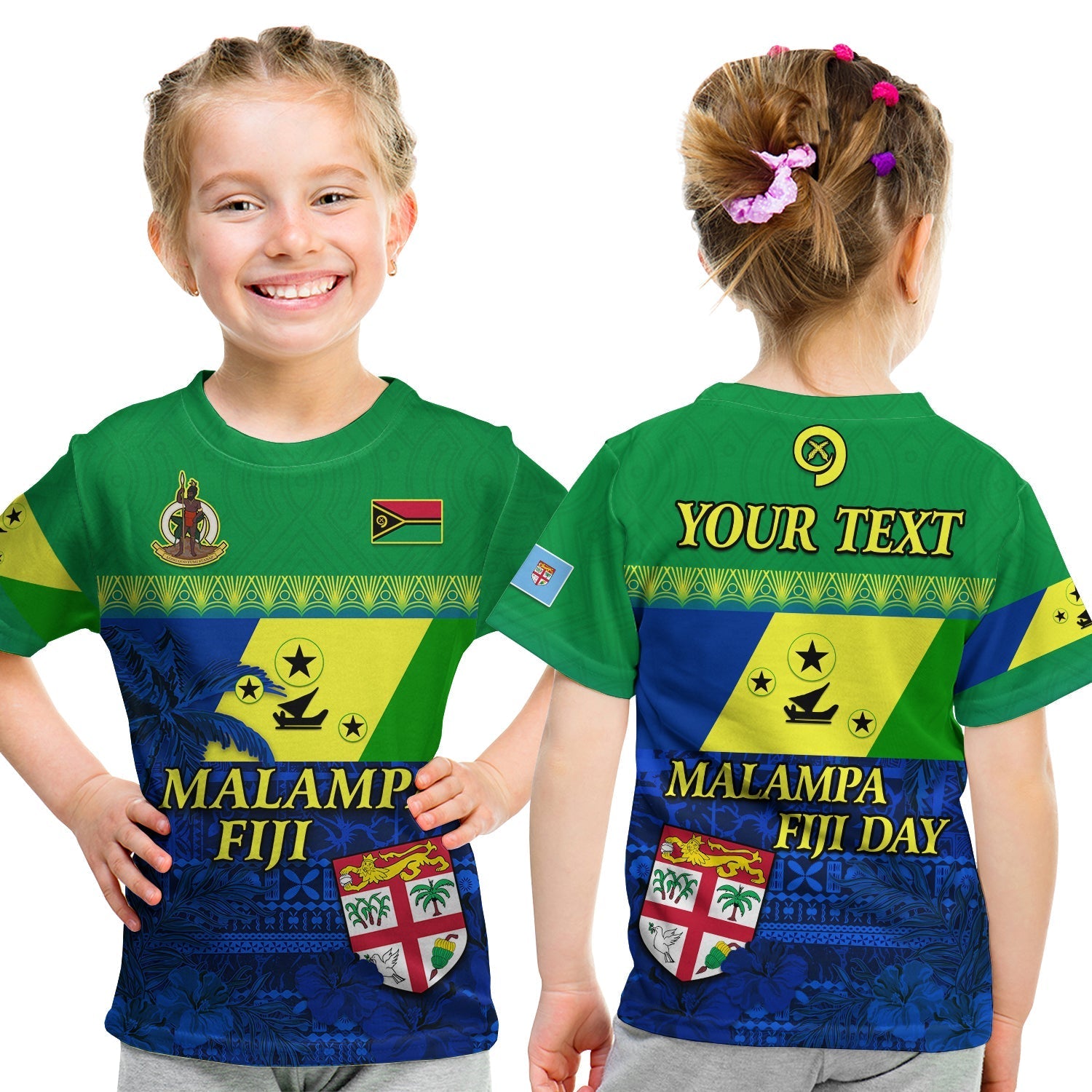 Custom Personalised Malampa Fiji Day T Shirt KID Vanuatu Polynesia mix Flowers LT13 - Wonder Print Shop