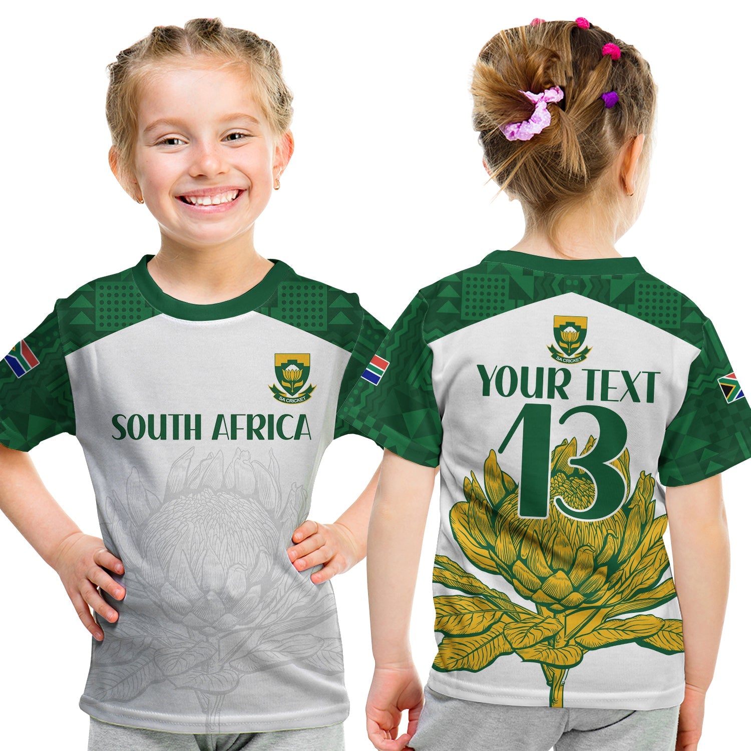 (Custom Text and Number) South Africa Cricket T Shirt KID Go Proteas Boxing Day Test LT13 - Wonder Print Shop