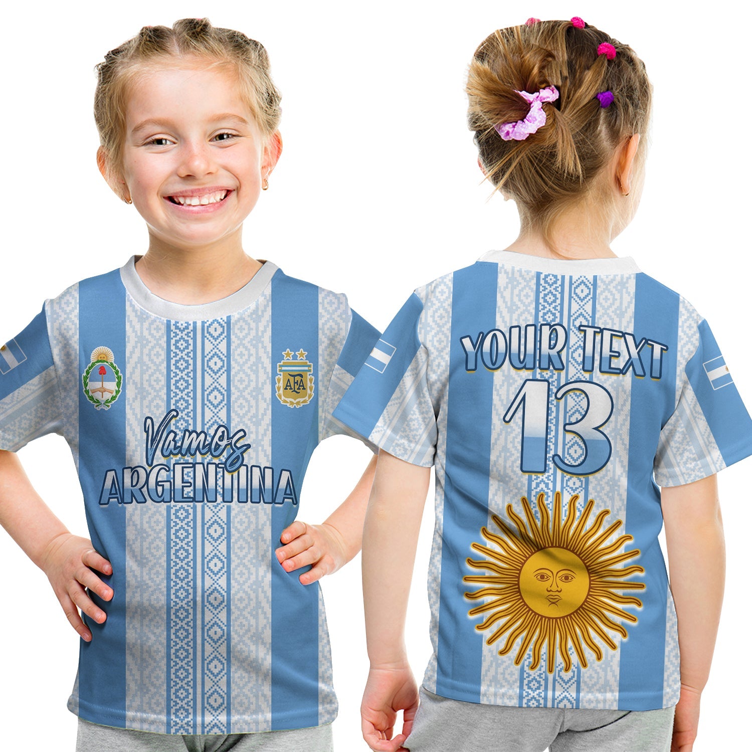 custom-text-and-number-argentina-football-t-shirt-kid-champions-world-cup-gaucho-vamos