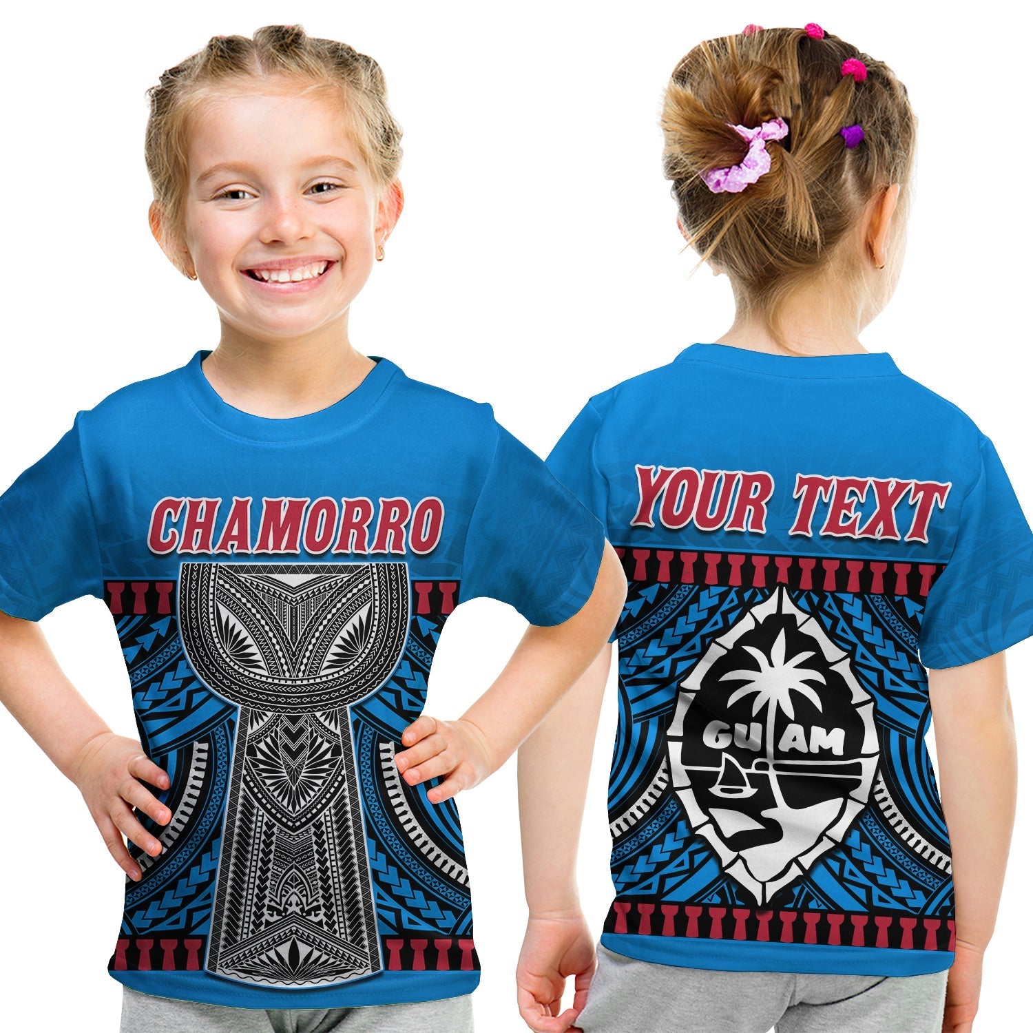 custom-personalised-guam-chamorro-t-shirt-kid-latte-stone-blue-polynesian-haligi