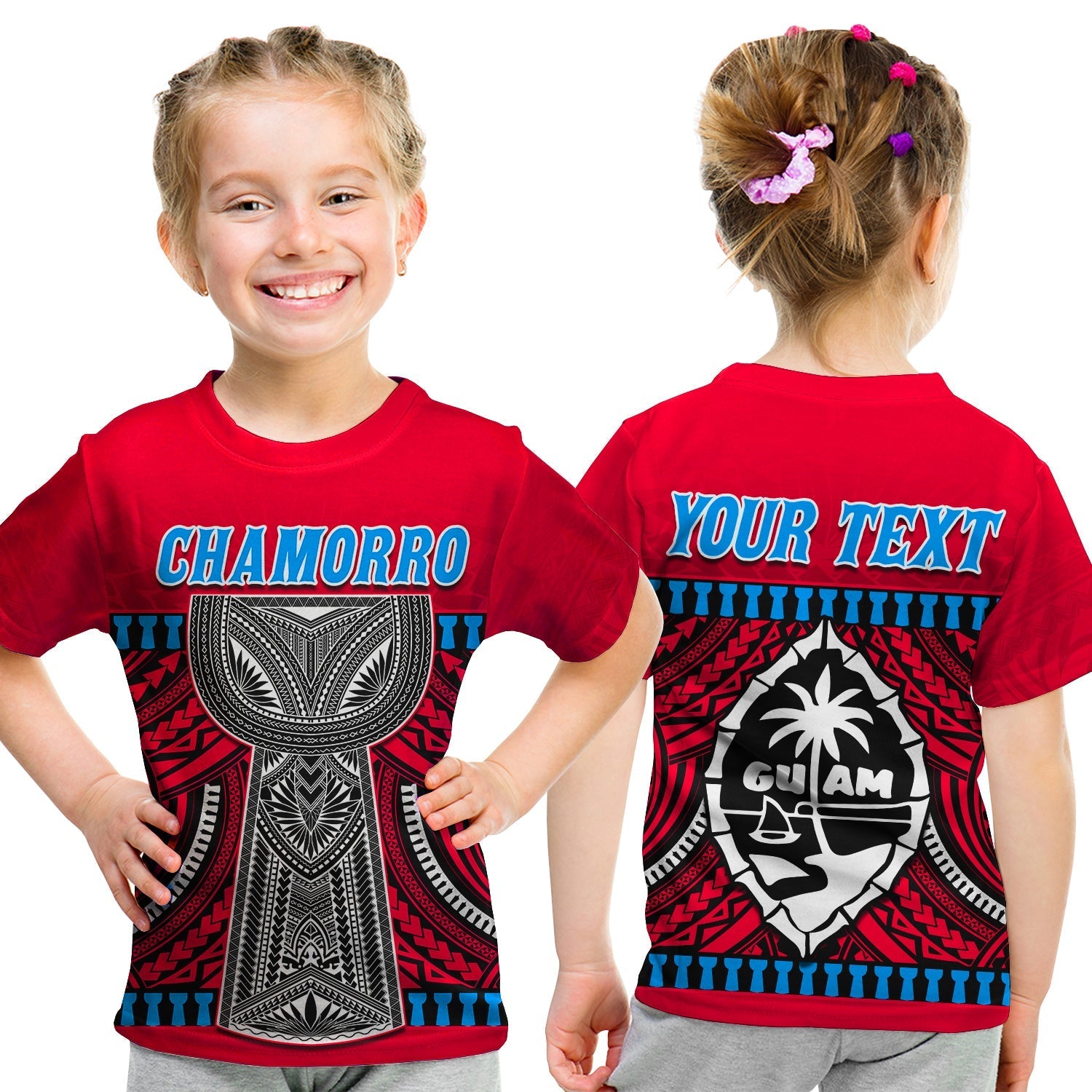 custom-personalised-guam-chamorro-t-shirt-kid-latte-stone-red-polynesian-haligi