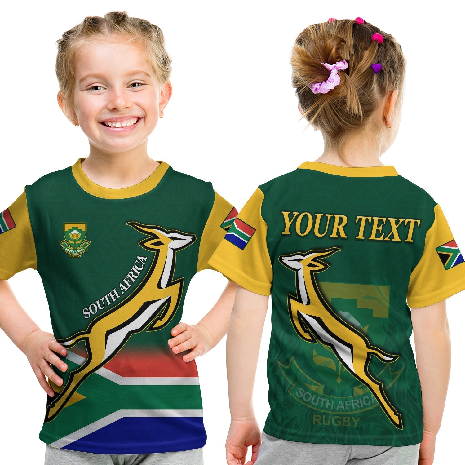 (Custom Personalised) South Africa Rugby T Shirt KID Springboks Champion Bokke African Pattern Go Bokke LT13 - Wonder Print Shop