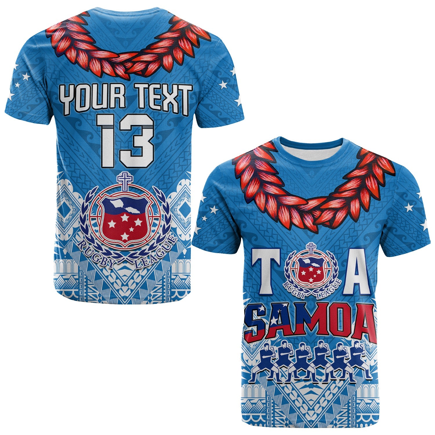 Custom Toa Samoa Rugby T Shirt Manu Siva Tau Style Ulafala LT13 - Wonder Print Shop