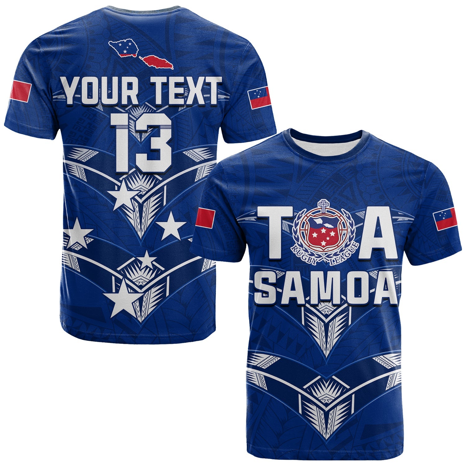 Custom Toa Samoa Rugby T Shirt Siamupini Proud Blue LT13 - Wonder Print Shop