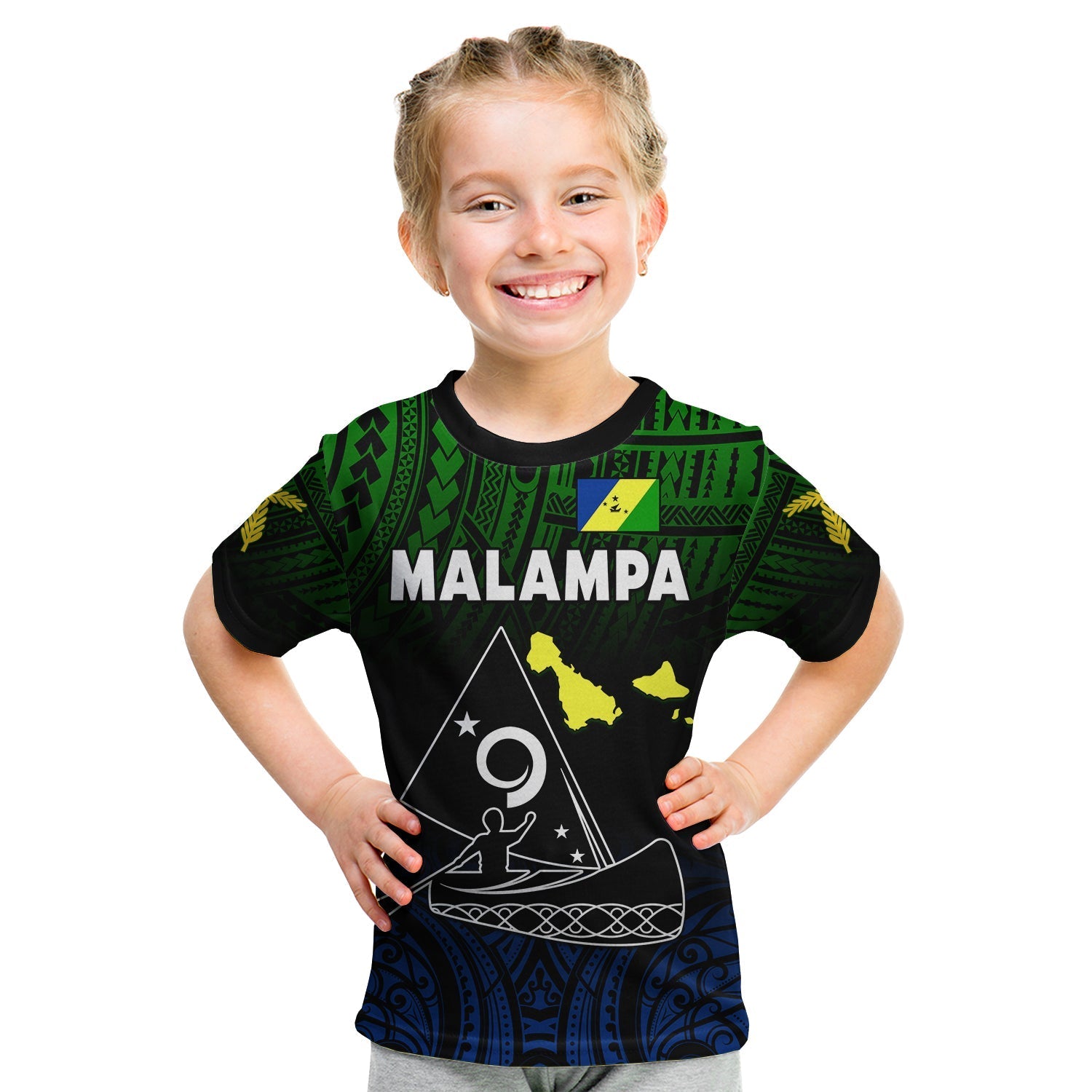 Malampa Province T Shirt KID Native Canoe Mix Vanuatu Pig Tusk Black Version - Wonder Print Shop