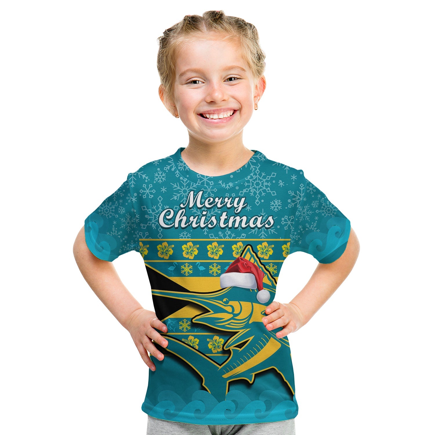 Bahamas T Shirt KID Bahamian Blue Marlin Merry Christmas - Wonder Print Shop