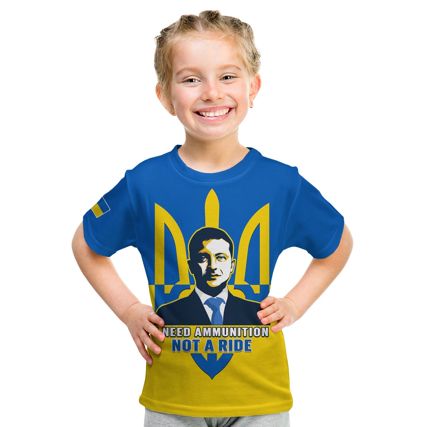 Custom Personalised Ukraine T Shirt KID Ukraine Gold Trident Slava Ukraini Blue - Wonder Print Shop