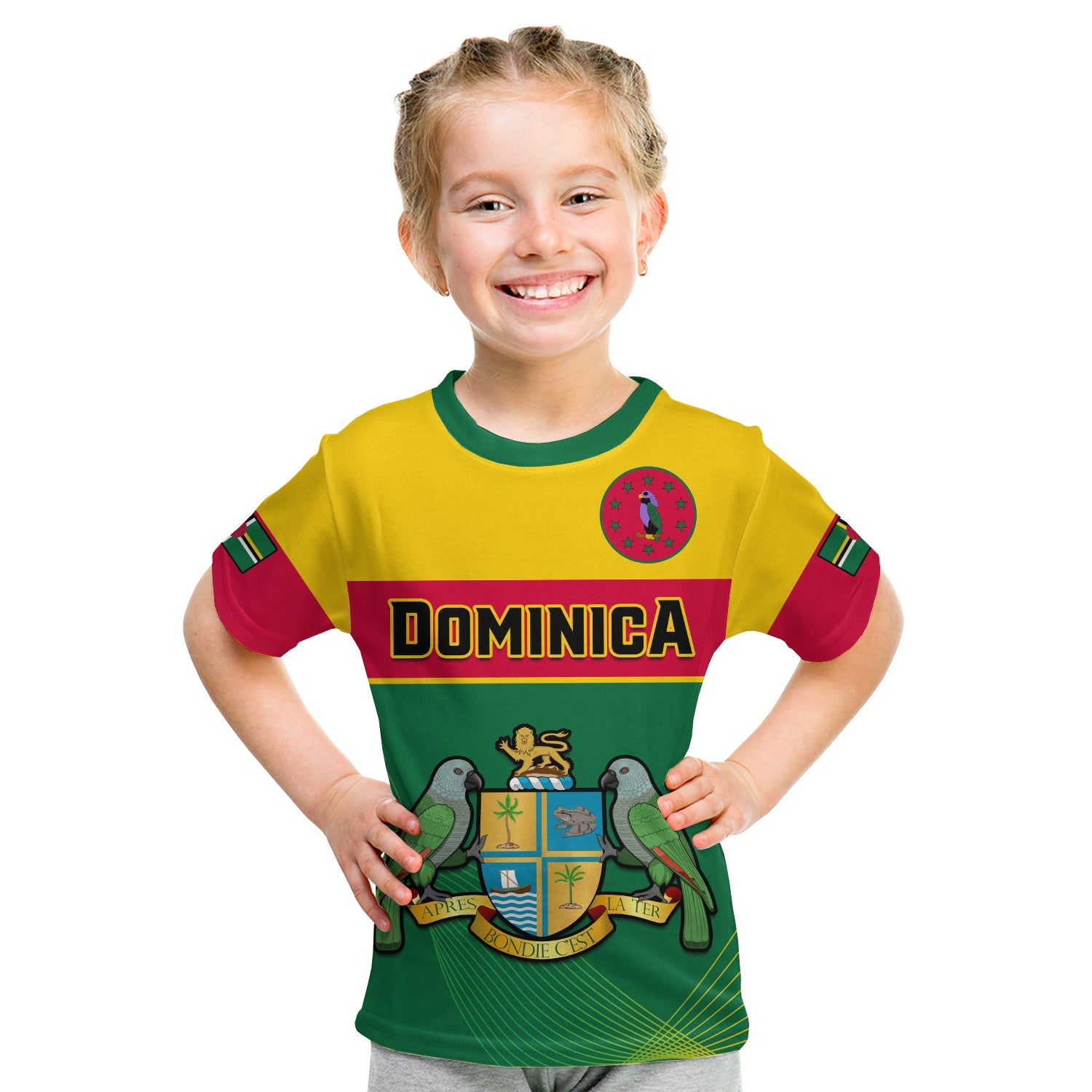 (Custom Personalised) Dominica T Shirt KID Dominican Coat Of Arms With Map - Wonder Print Shop