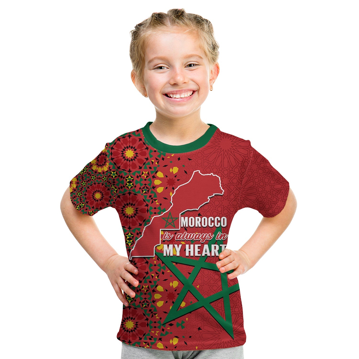 custom-personalised-morocco-western-sahara-t-shirt-kid-map-red-moroccan-is-always-in-my-heart