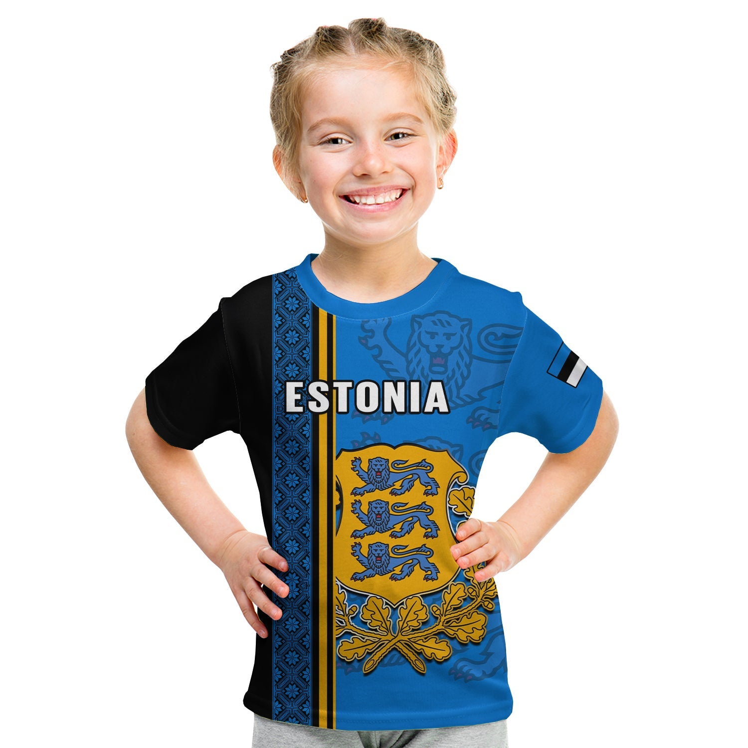 Estonia T Shirt KID Happy Estonian Independence Day With Coat Of Arms - Wonder Print Shop