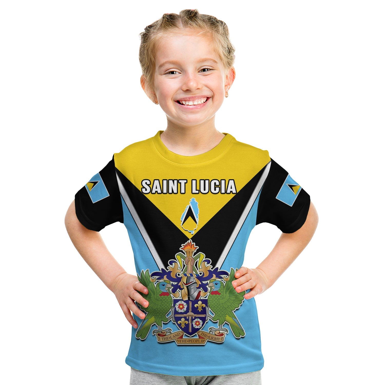 Saint Lucia T Shirt KID Happy 44 Years Of Independence - Wonder Print Shop