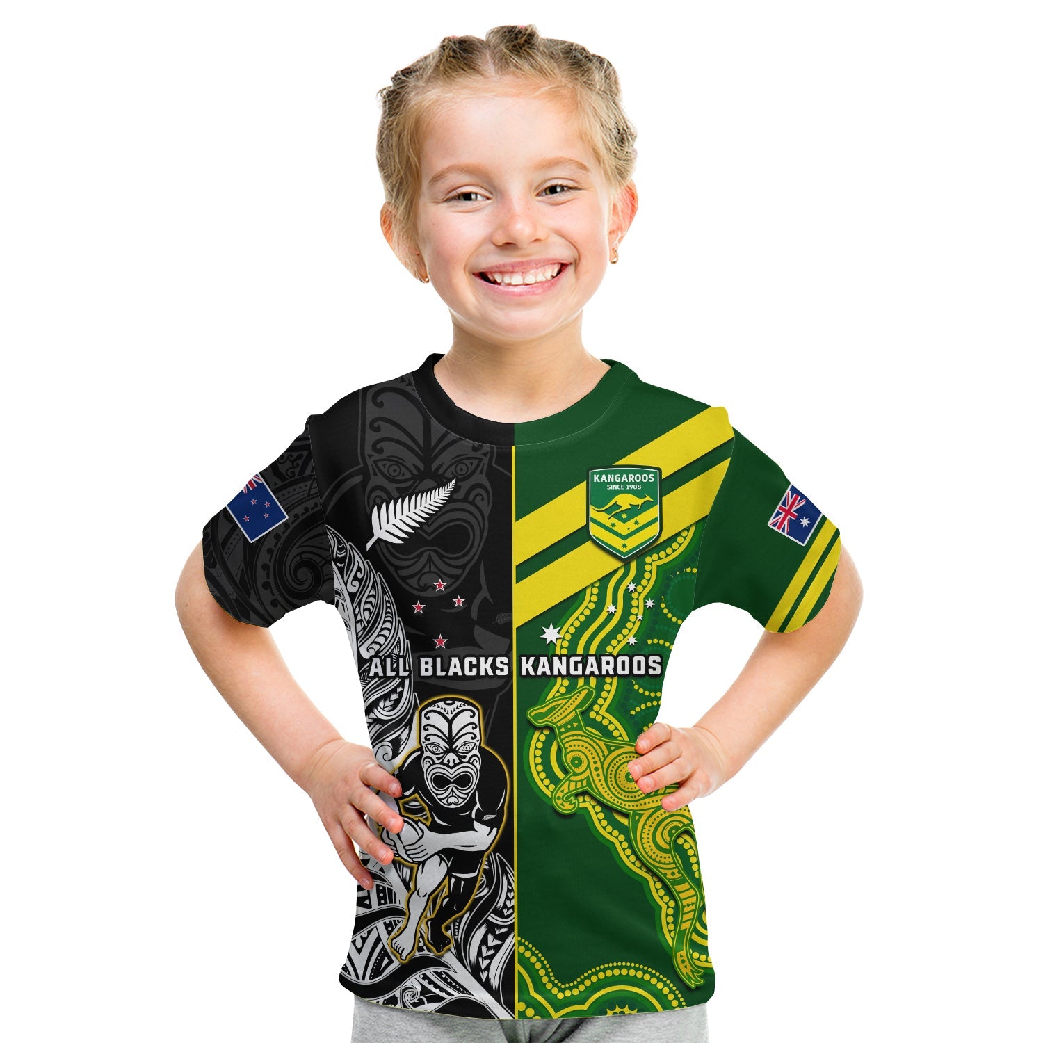 custom-personalised-australia-kangaroos-and-all-black-rugby-t-shirt-kid-aboriginal-mix-nz-maori-fern