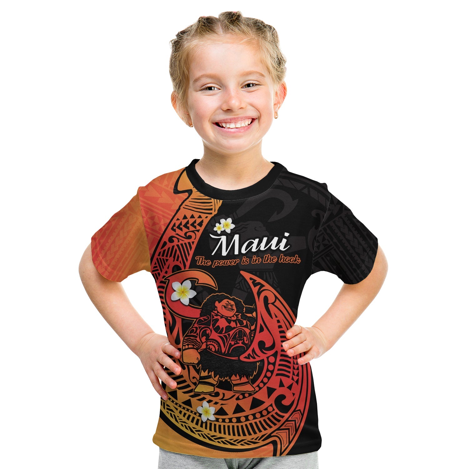 custom-personalised-mauis-fish-hook-t-shirt-kid-polynesian-orange-gradient-version