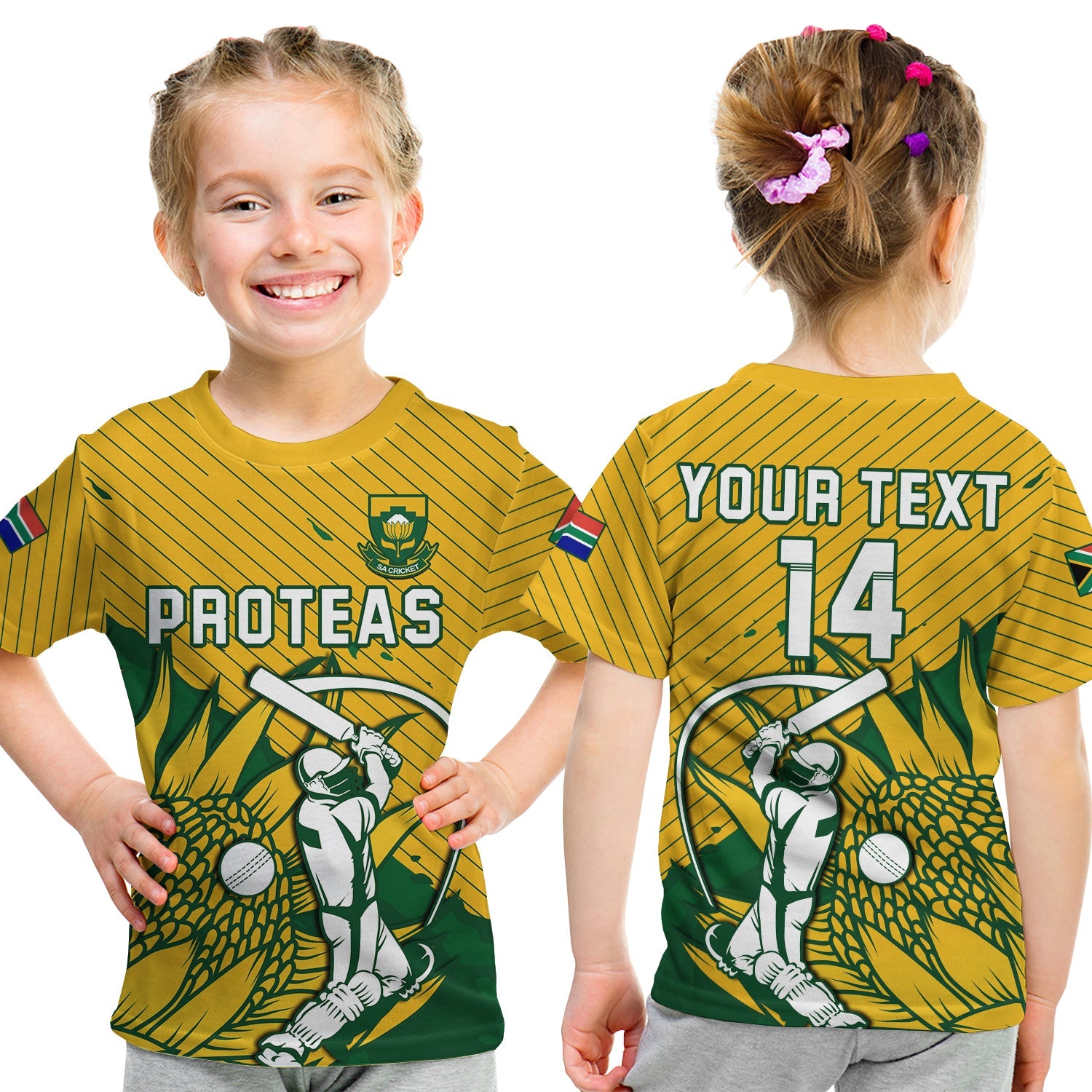 (Custom Text And Number) South Africa Cricket T Shirt KID Go Proteas Unique Style - Wonder Print Shop