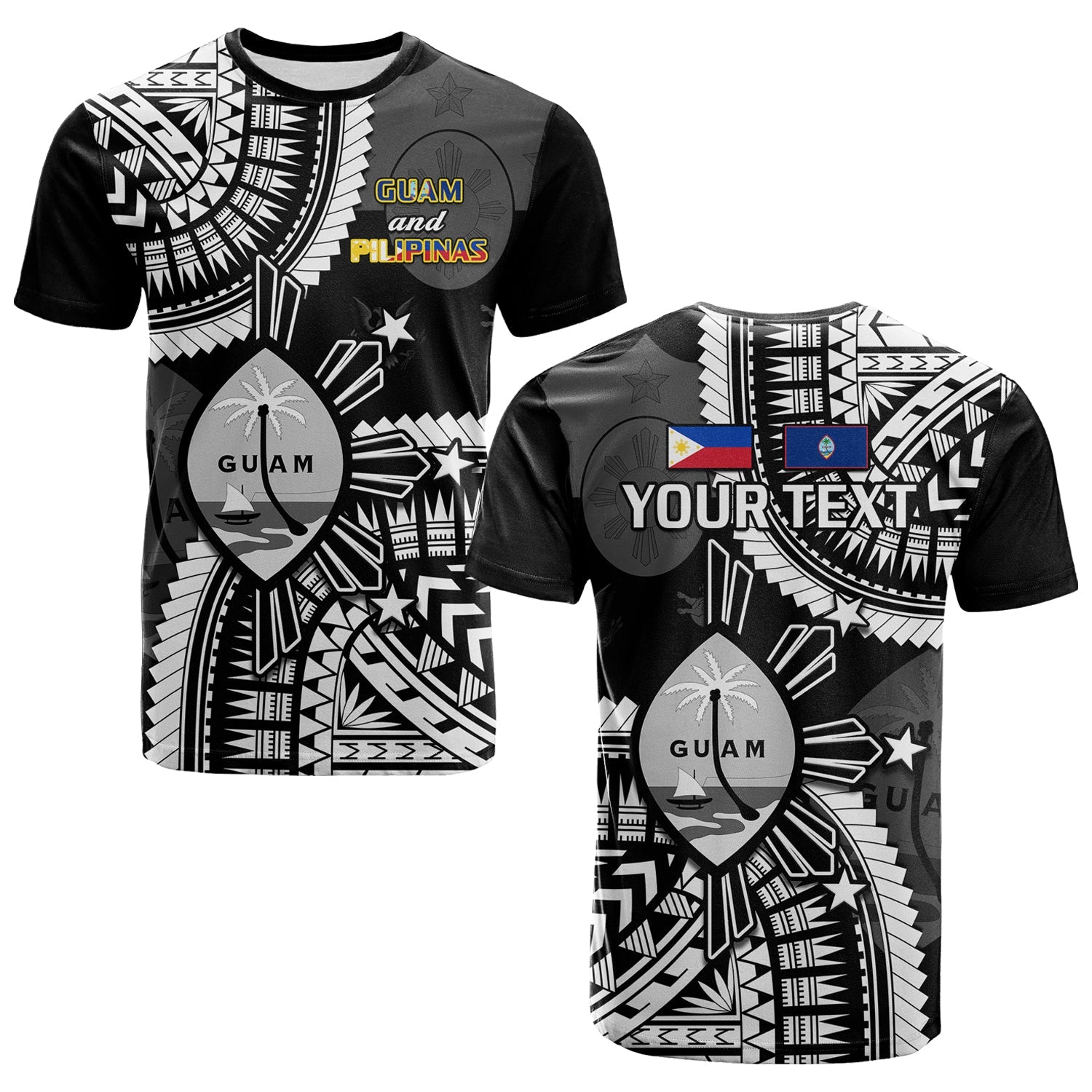 Custom Guam and Philippines T Shirt Guaman Filipinas Together Black - Wonder Print Shop