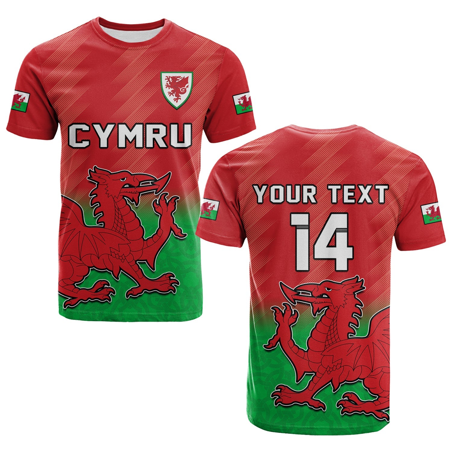 custom-text-and-number-wales-football-t-shirt-world-cup-2022-come-on-cymru-yma-o-hyd