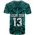 Custom Text and Number New Zealand Silver Fern Rugby T Shirt All Black Turquoise NZ Maori Pattern LT13 - Wonder Print Shop