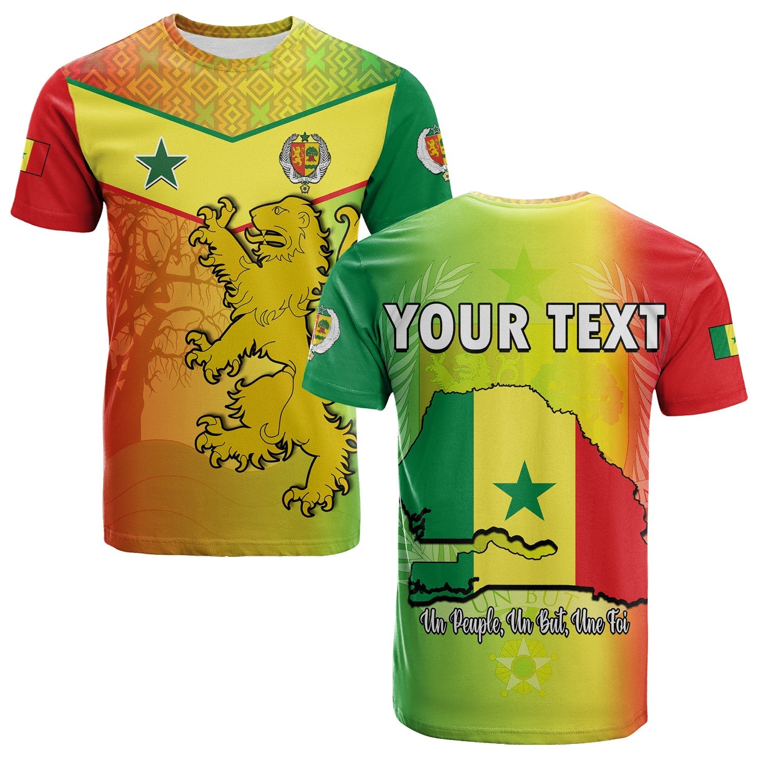 Custom Senegal T Shirt Lion With Senegal Map Reggae Style - Wonder Print Shop