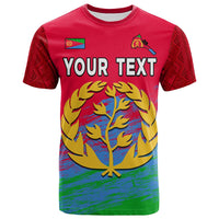 Red Eritrea T-shirt with 'YOUR TEXT' front graphic
