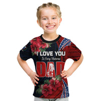 Child’s navy and red dad T-shirt with “I LOVE YOU” and “DAD” graphic with hibiscus