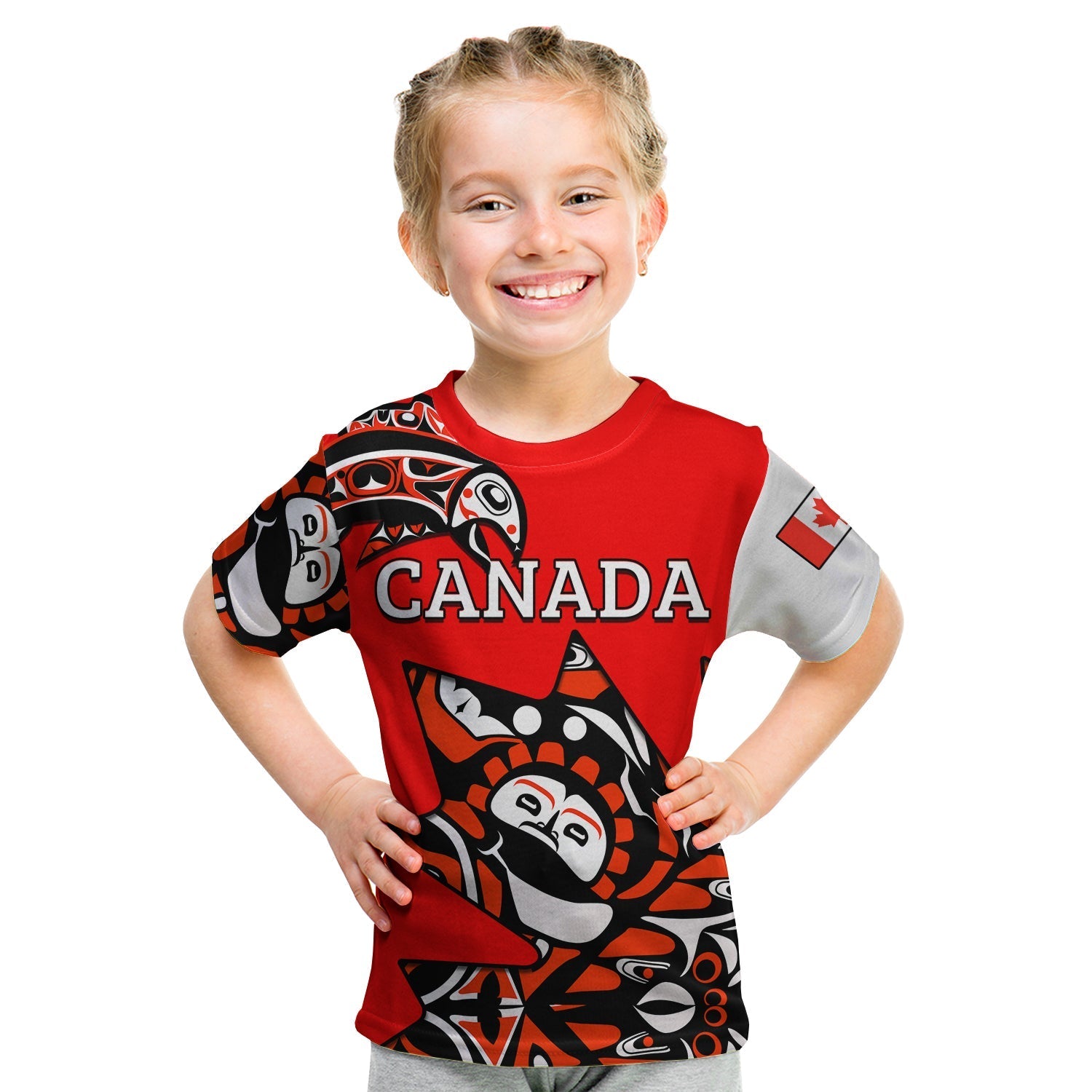 Canada Haida T Shirt KID Maple Leaf Canadian LT13 - Wonder Print Shop