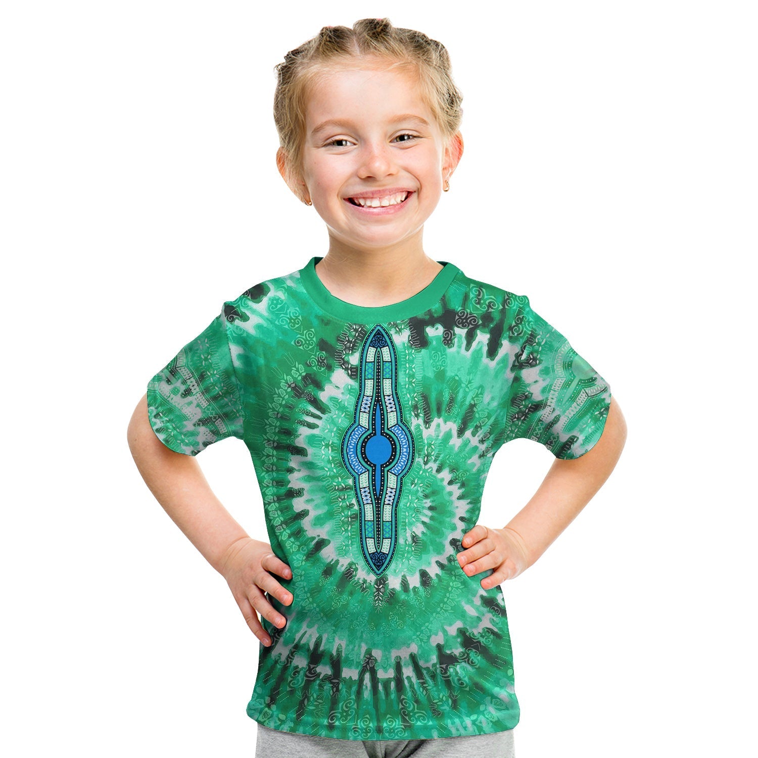 (Custom Personalised) Africa Tie Dye T Shirt KID Green Fashion LT13 - Wonder Print Shop