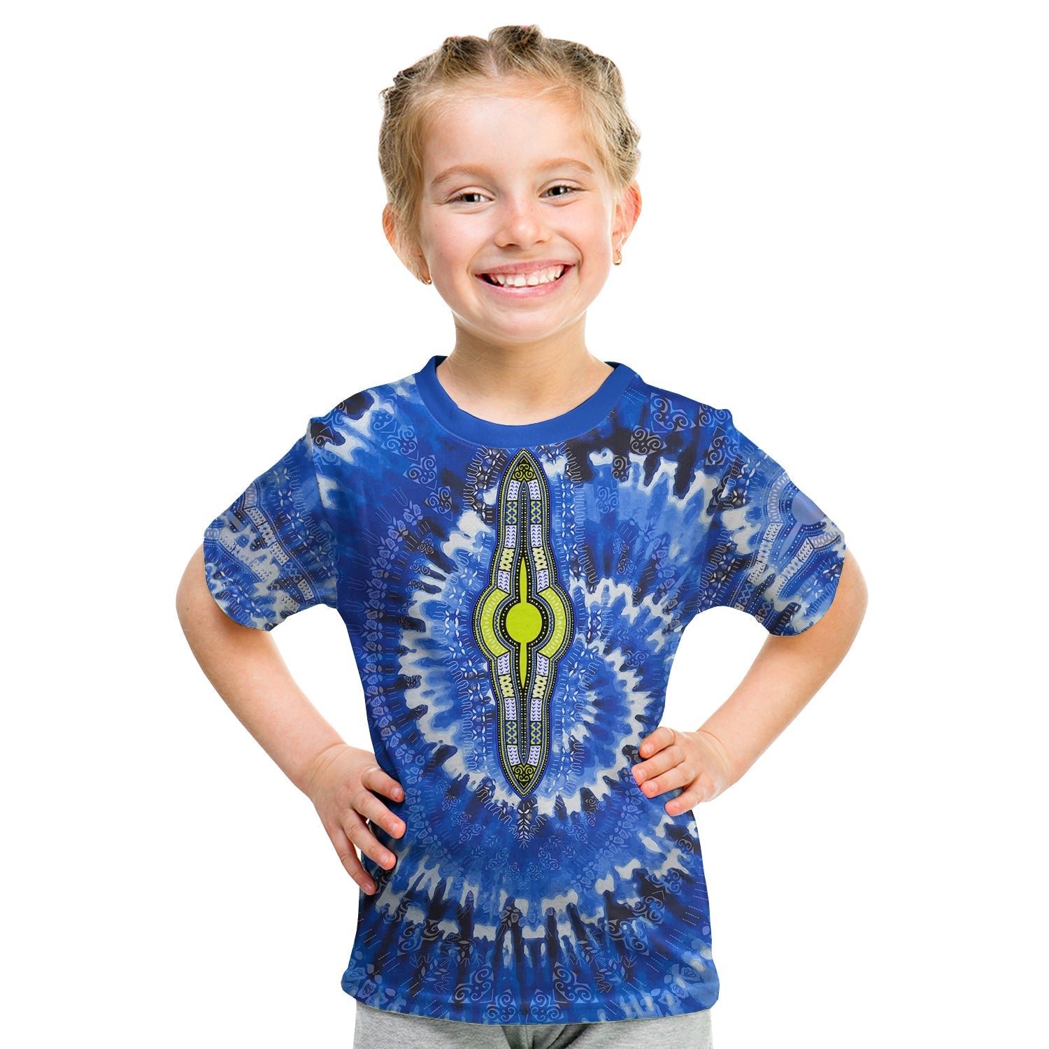 (Custom Personalised) Africa Tie Dye T Shirt KID Blue Fashion LT13 - Wonder Print Shop