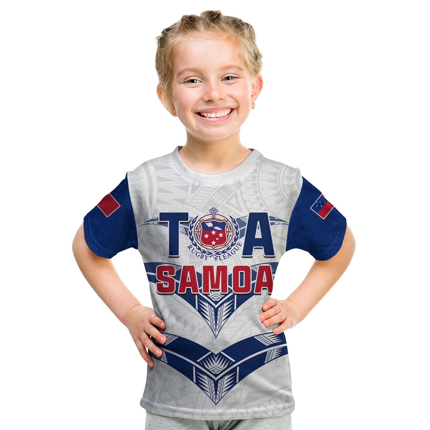 Toa Samoa Rugby T Shirt KID Siamupini Proud White LT13 - Wonder Print Shop