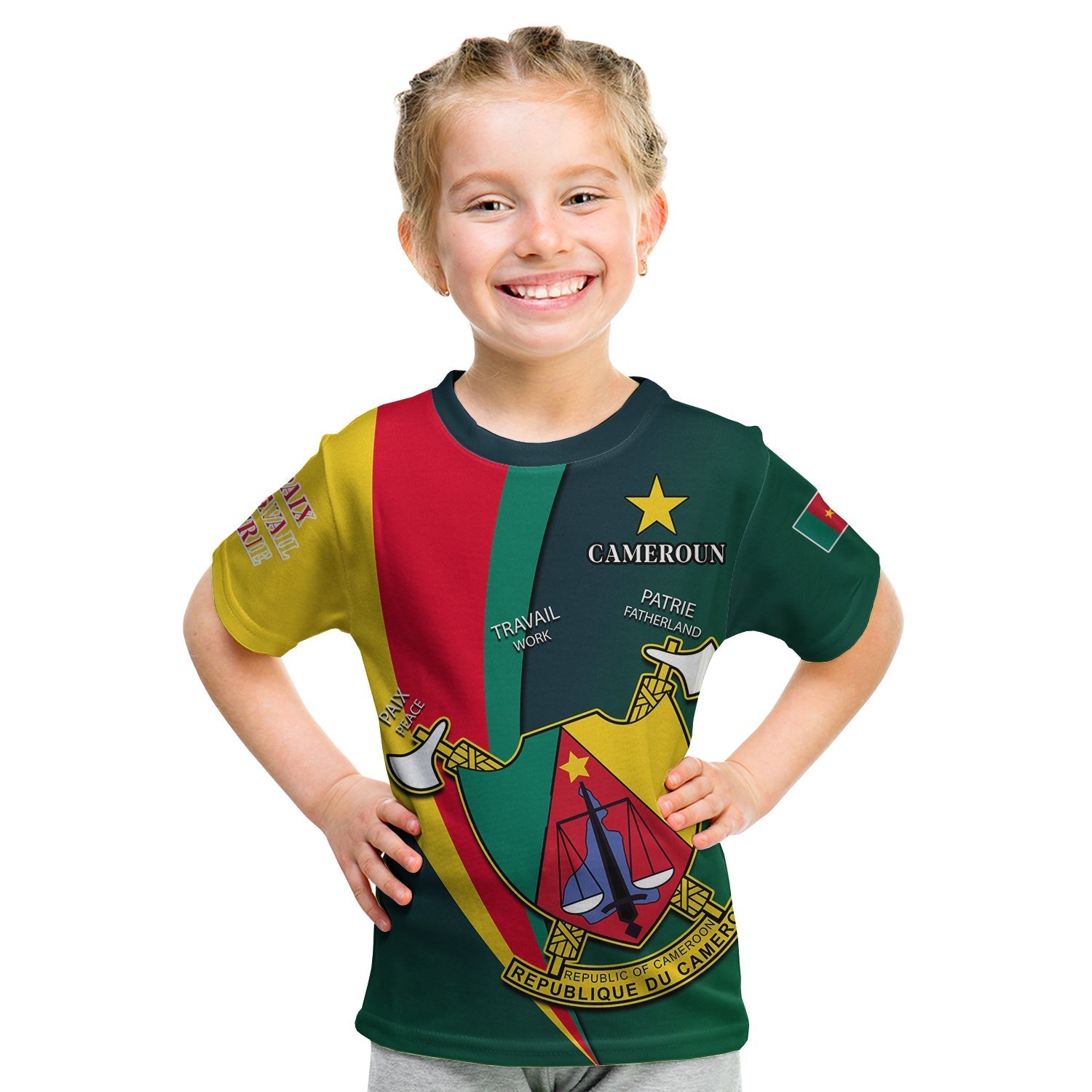 Cameroon T Shirt KID Map Cameroun Style Flag LT13 - Wonder Print Shop