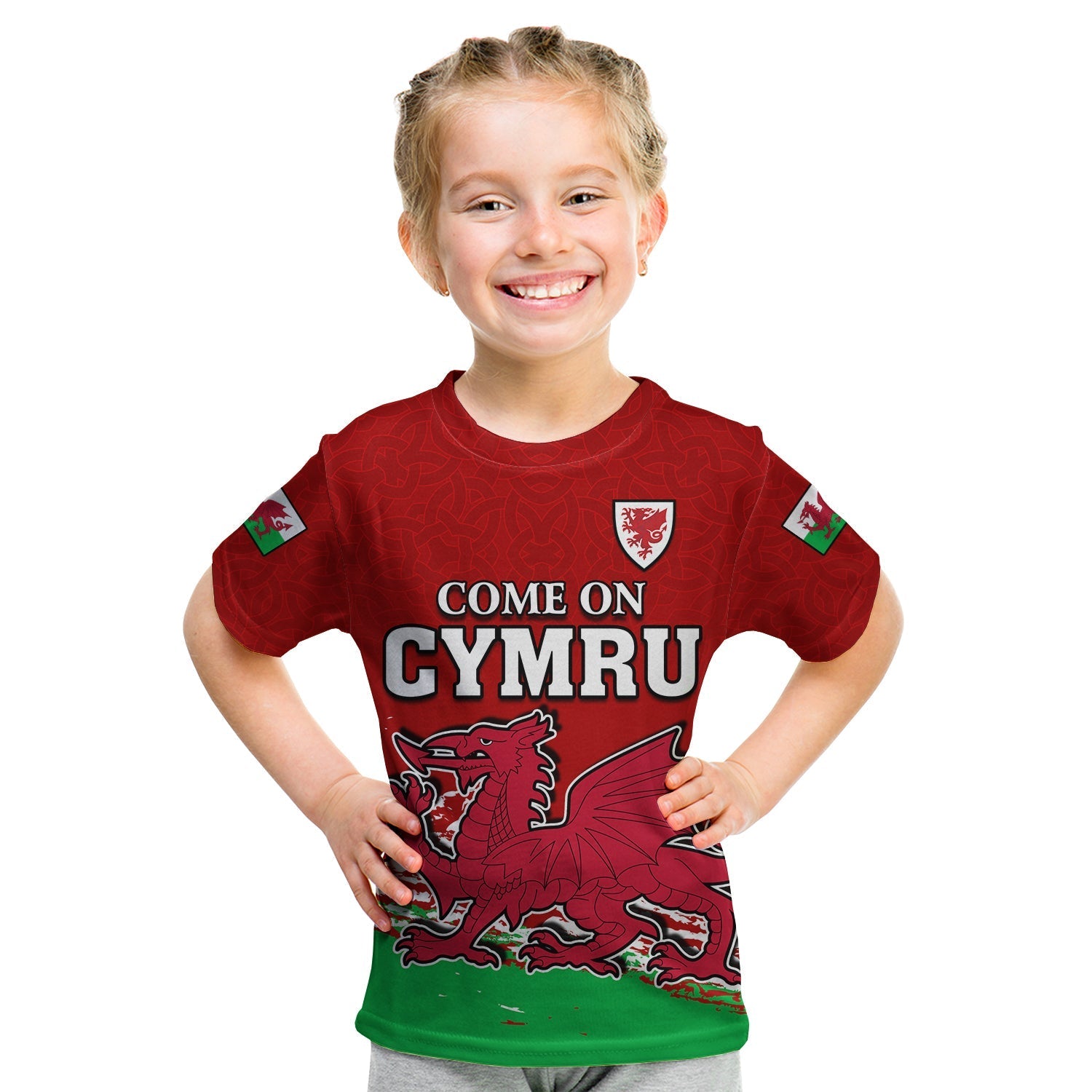 Wales Football 2022 T shirt KID Come On CYMRU The Red Wall LT13 - Wonder Print Shop