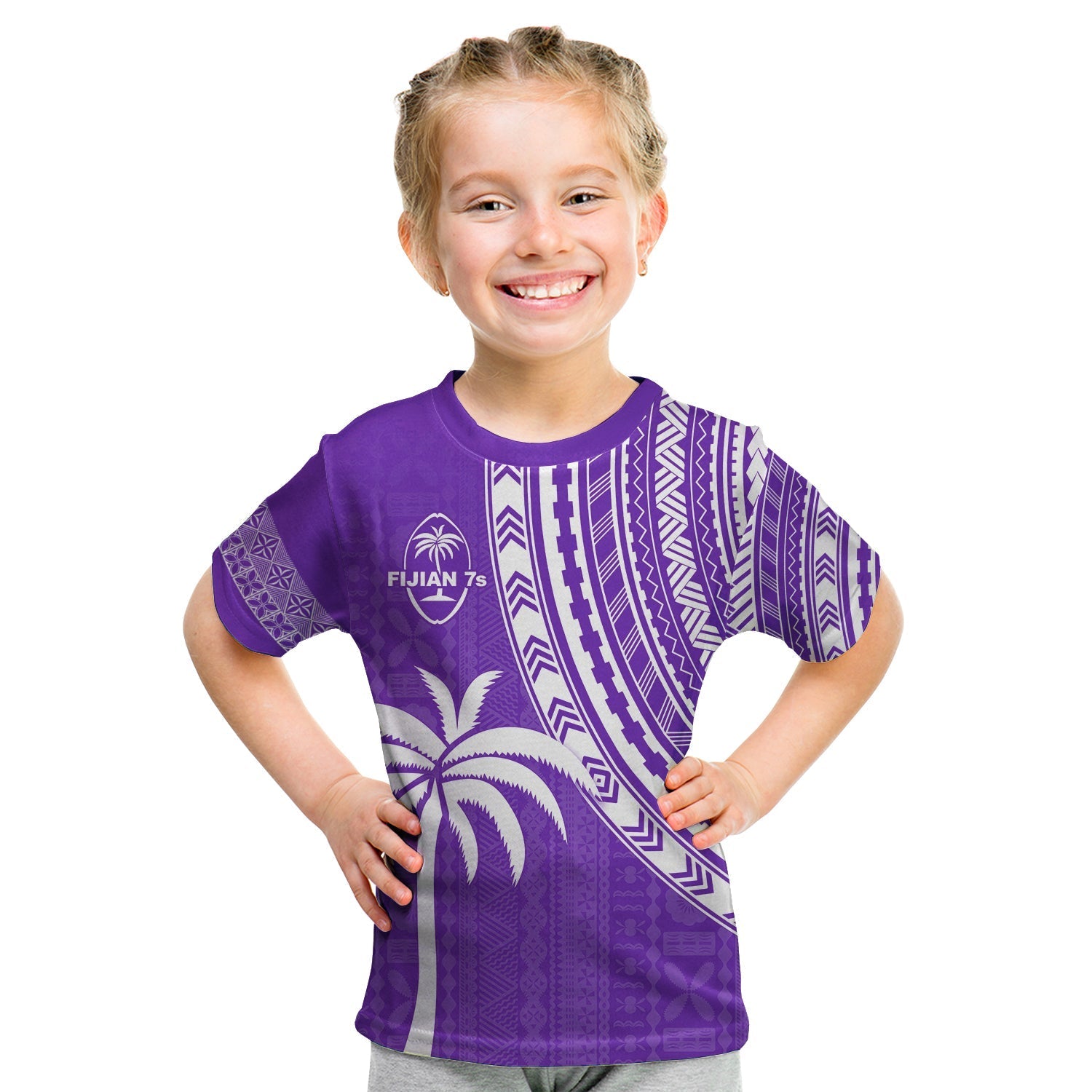 Fiji Rugby Sevens T Shirt KID Fijian 7s Tapa Polynesian Purple LT13 - Wonder Print Shop