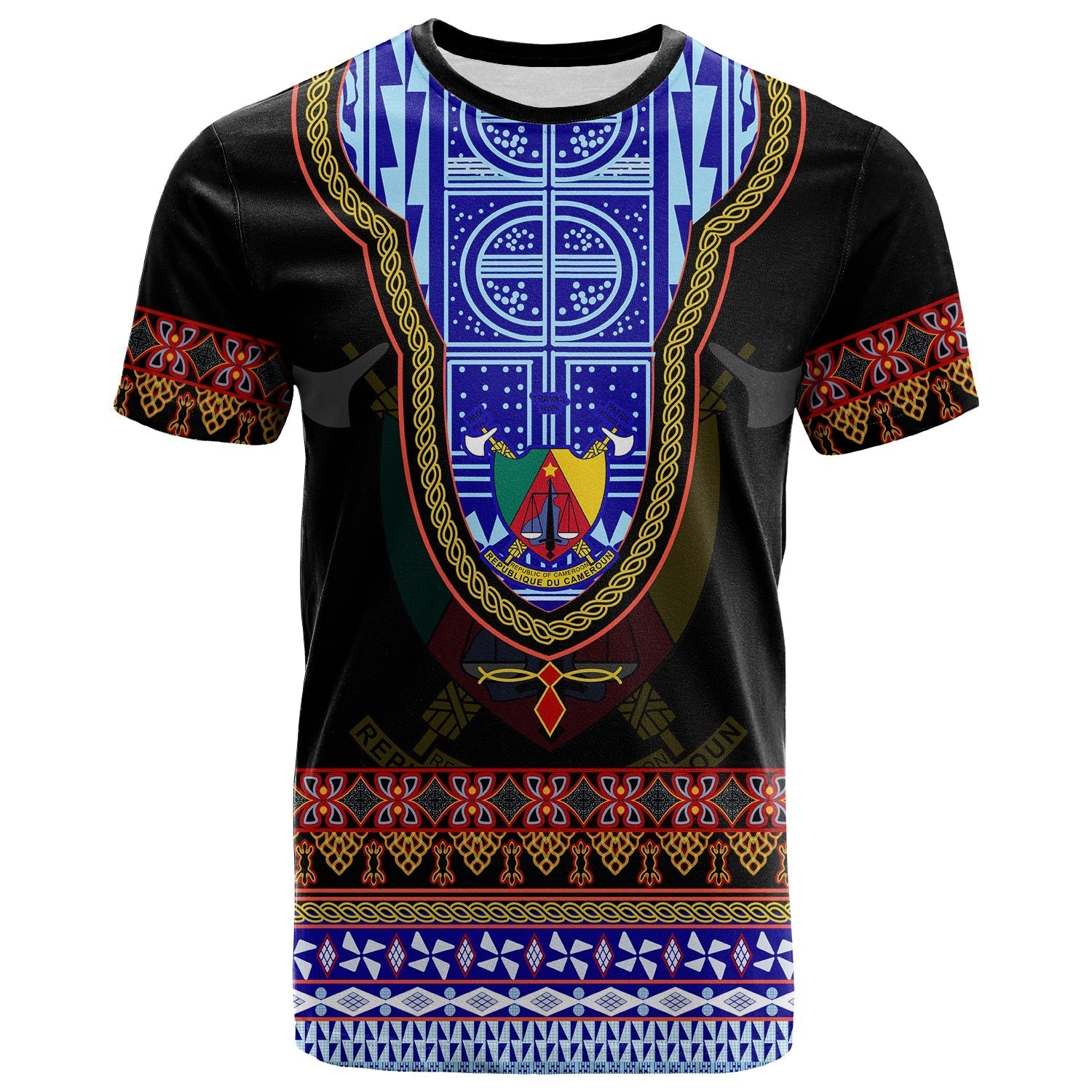 Cameroon T Shirt Atoghu Pattern Black Style - Wonder Print Shop