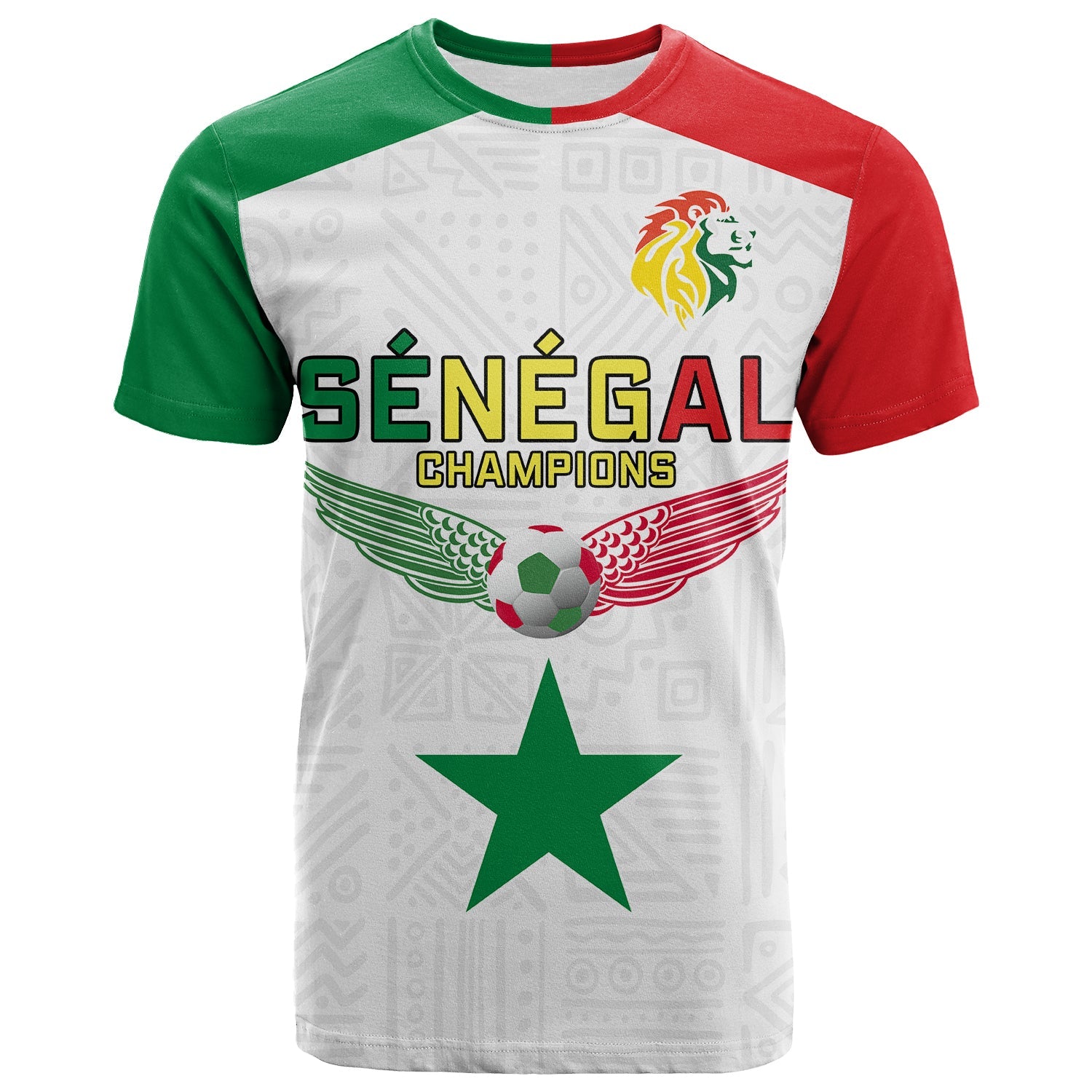 Senegal FootbT Shirt Lions of Teranga Champions Soccer Wings Flying LT13 - Wonder Print Shop