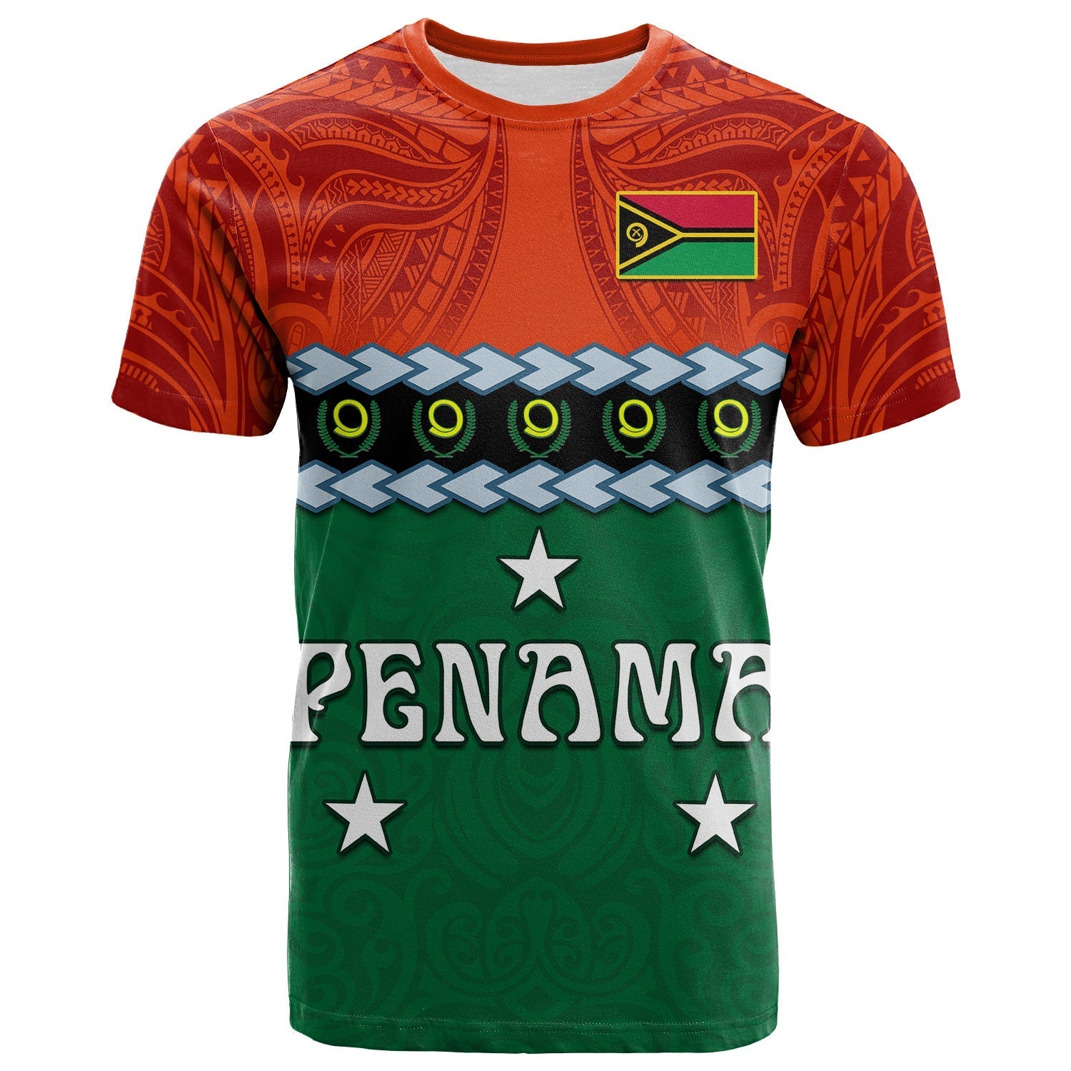 Custom Penama Province T Shirt Vanuatu Pig Tusk Polynesian Flag Style - Wonder Print Shop