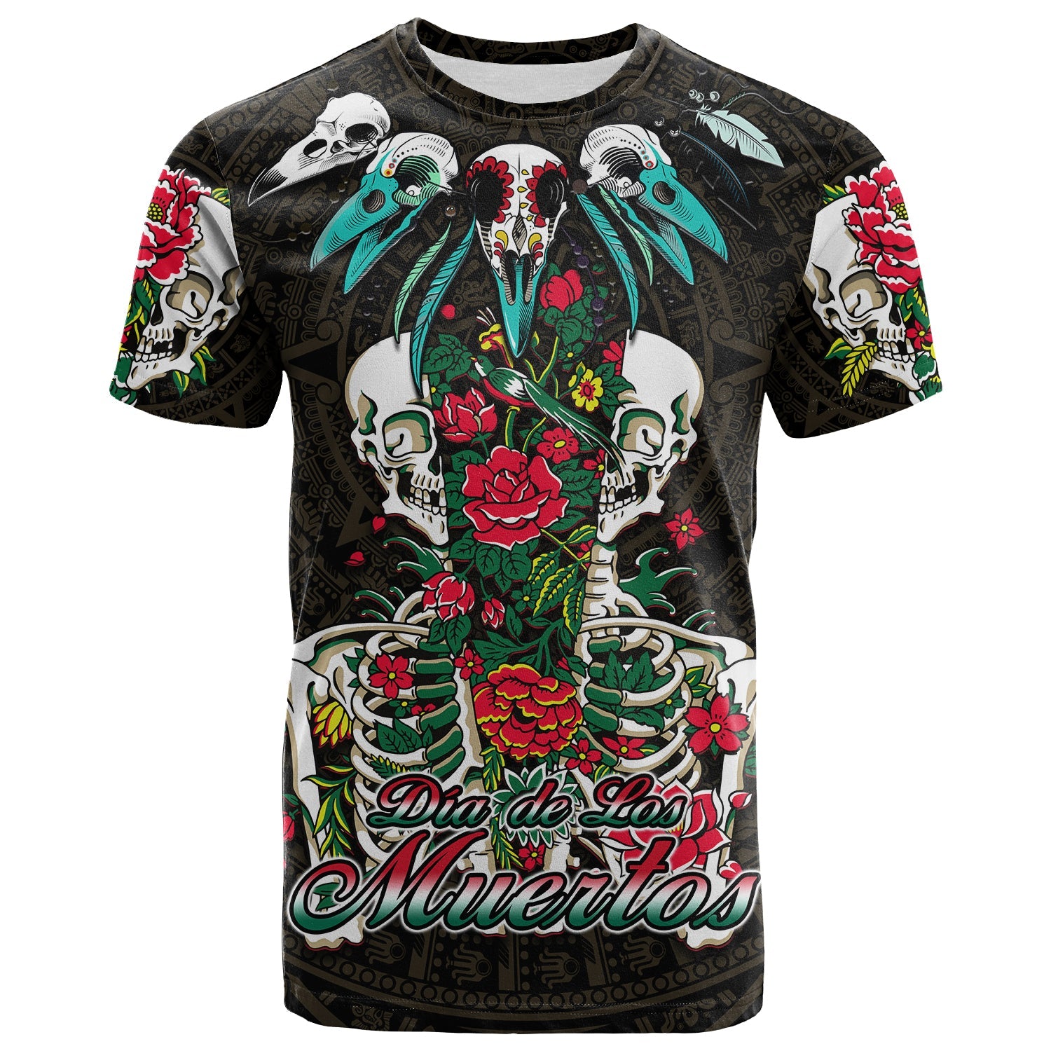 mexico-t-shirt-floral-skull-dia-de-los-muertos