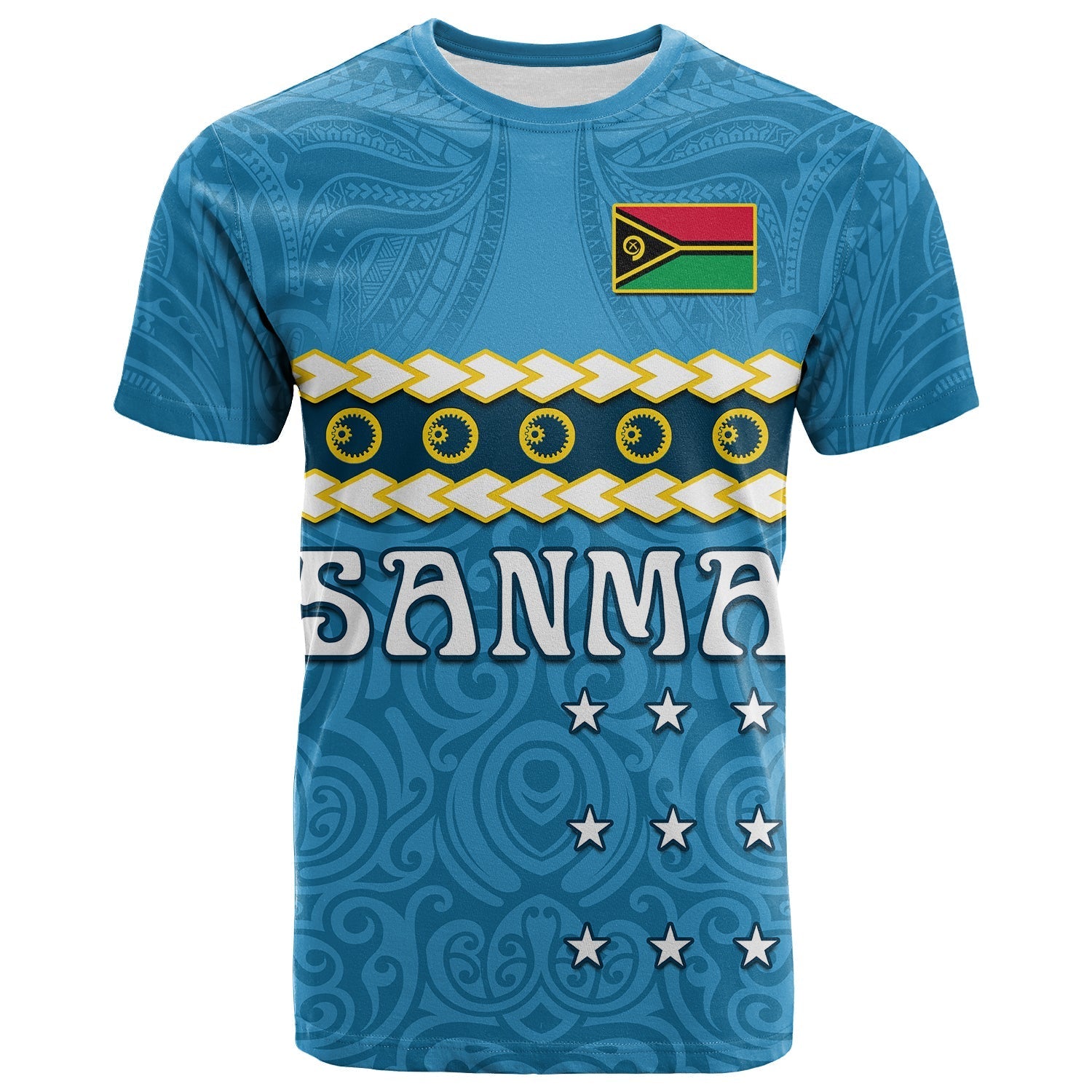 Custom Sanma Province T Shirt Vanuatu Pig Tusk Polynesian Flag Style - Wonder Print Shop