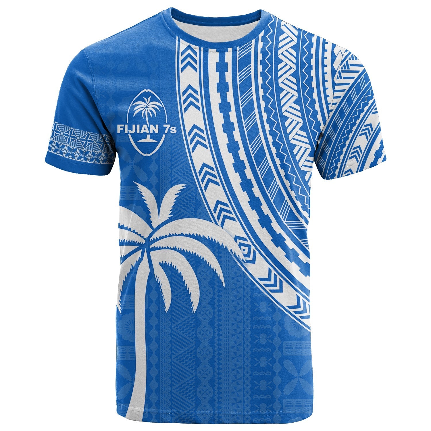 Fiji Rugby Sevens T Shirt Fijian 7s Tapa Polynesian Blue Ver.01 LT13 - Wonder Print Shop