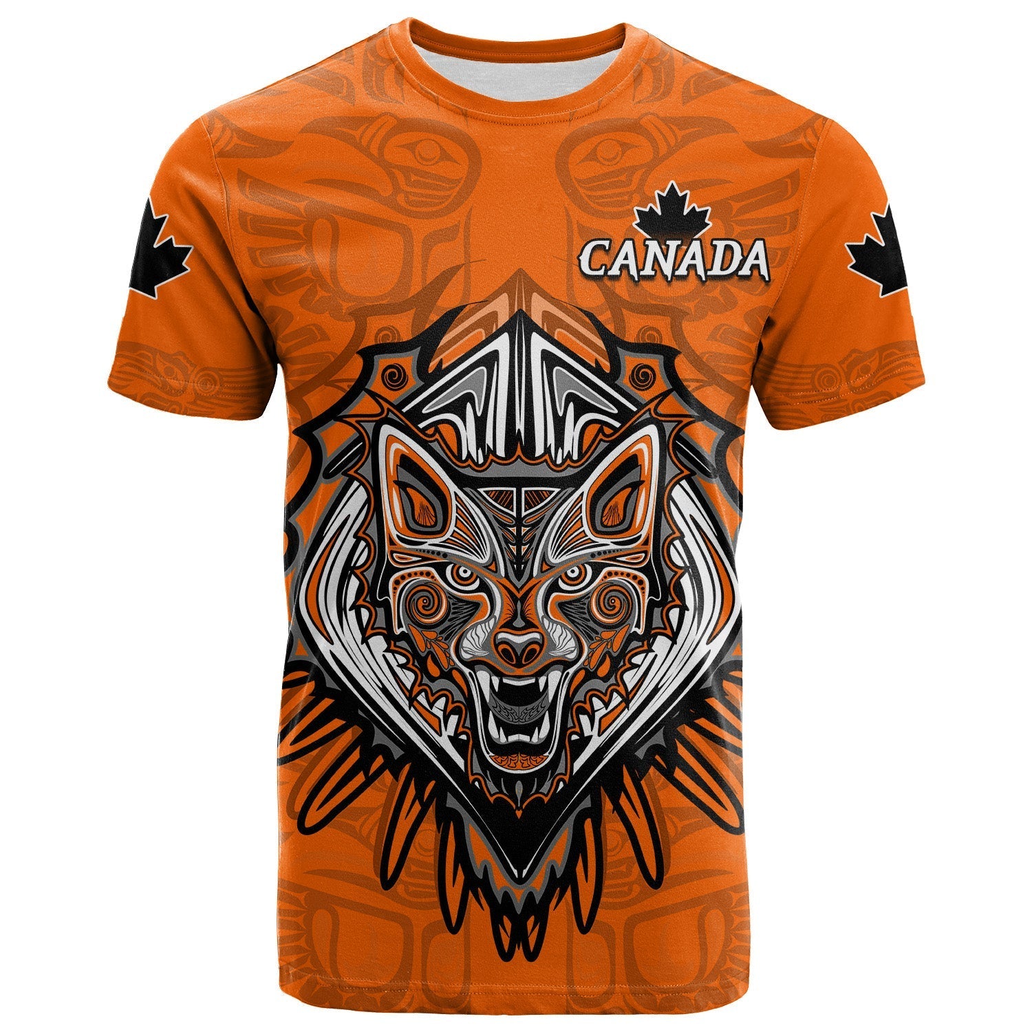 canada-maple-leaf-t-shirt-orange-haida-wolf