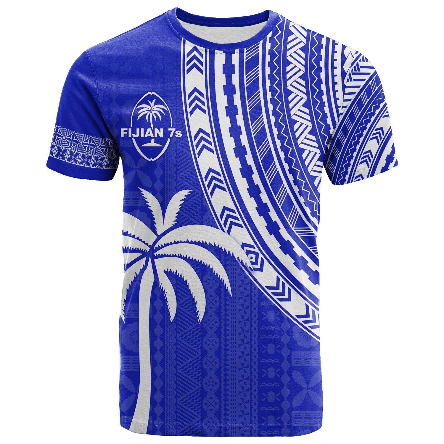 Fiji Rugby Sevens T Shirt Fijian 7s Tapa Polynesian Blue Ver.02 LT13 - Wonder Print Shop