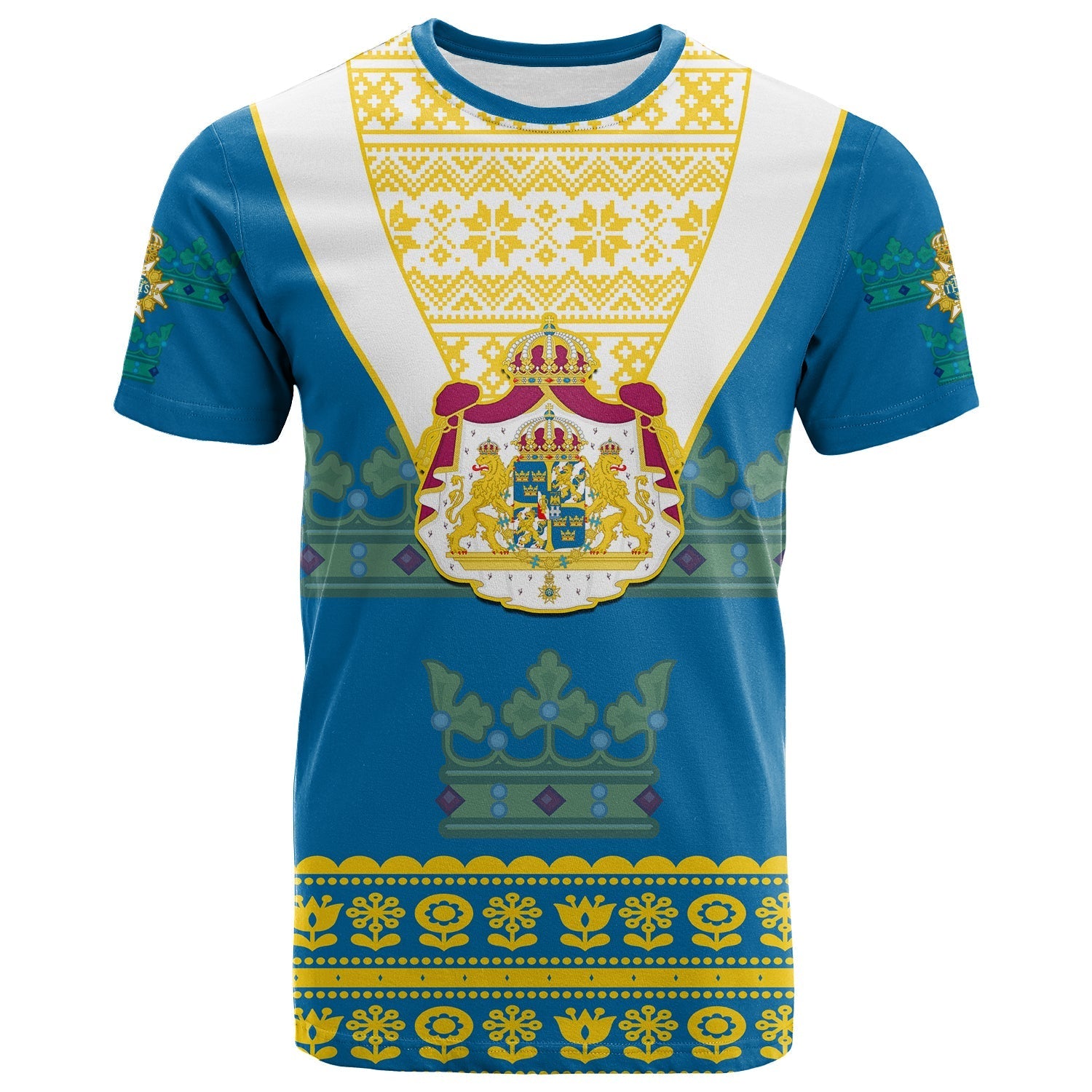 sweden-t-shirt-swedish-coat-of-arms-with-scandinavian-flowers