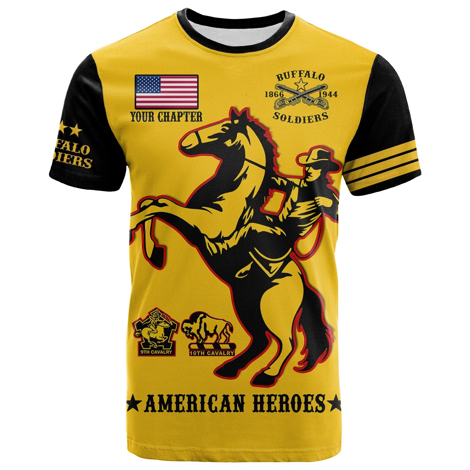 custom-text-and-chapter-buffalo-soldiers-t-shirt-bsmc-united-states-army-yellow